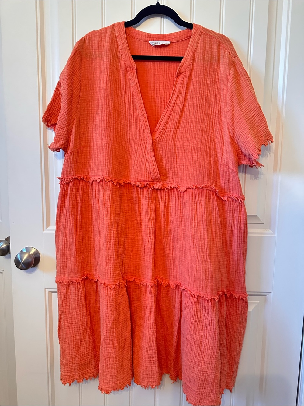 Impressions Orange Tiered Mini Dress